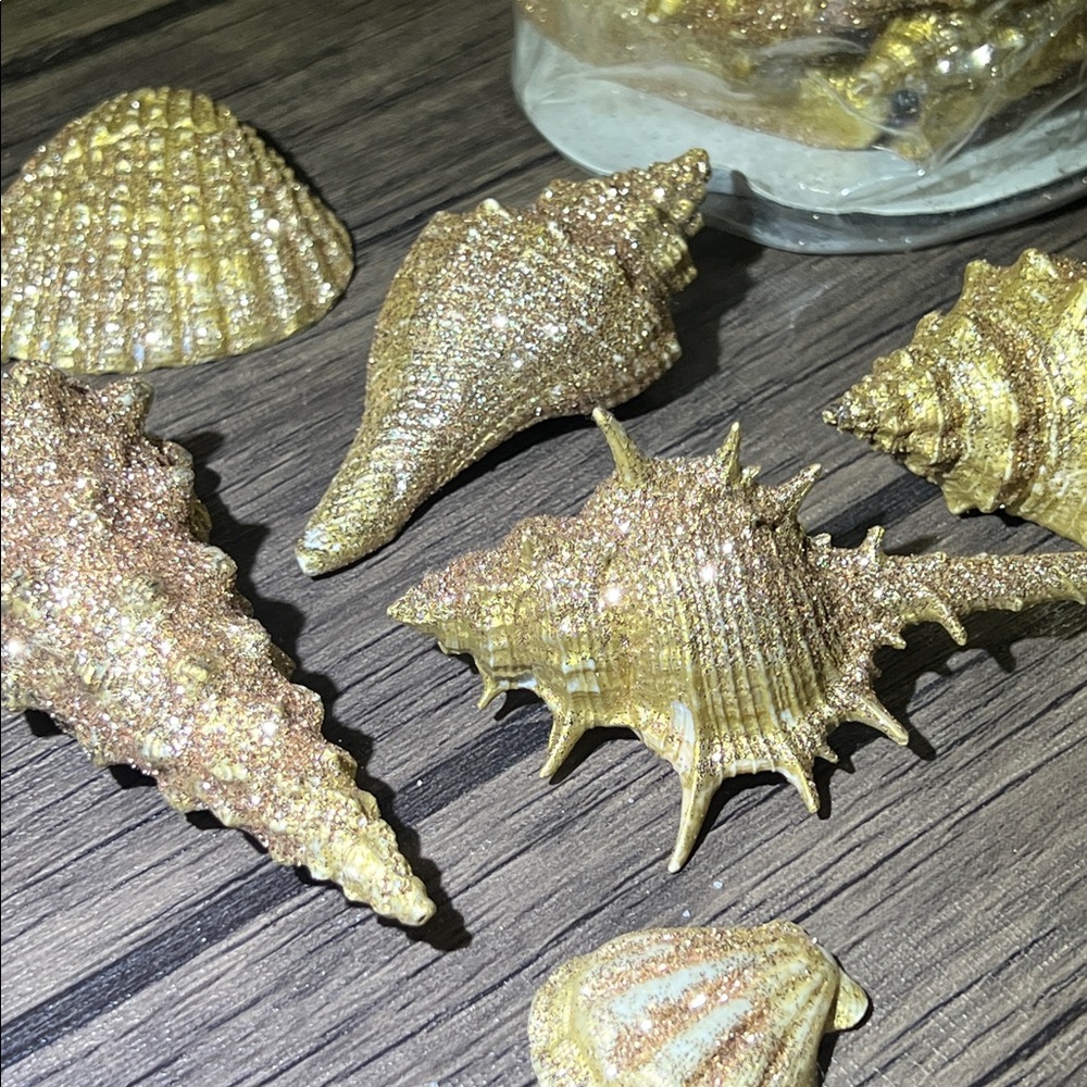 Handmade Sparkling Golden Seashell Decor Set - Picture 3 of 5